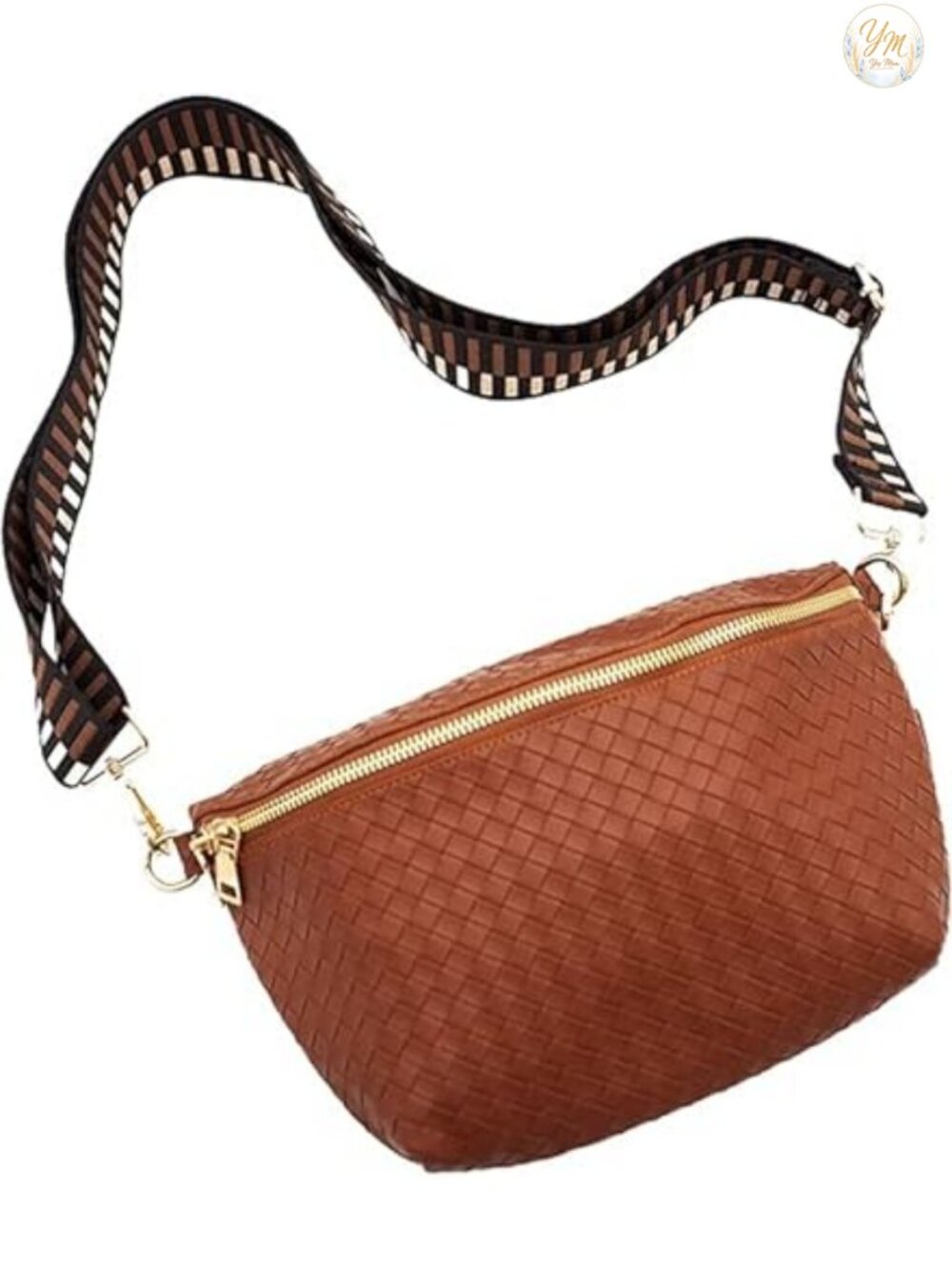 Modern Chic Woven Vegan Leather Crossbody Bag Sling Handbag Convertible Belt Bag